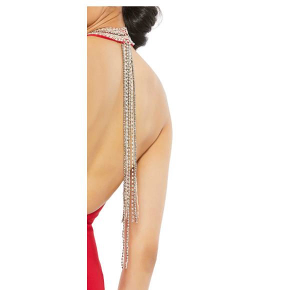 Mac Duggal BEADED HALTER JERSEY GOWN, Sz 4, White, #25572 - Picture 8 of 8